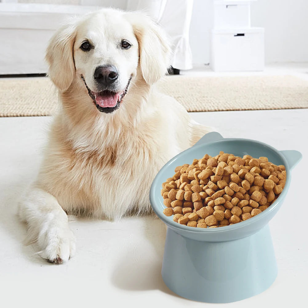 Pet Cat Dog Bowl High Foot Dog Bowl Neck Protector Cat Pet Food Water Bowl Anti-Overturning Binaural Washable Pet Feeding Bowl