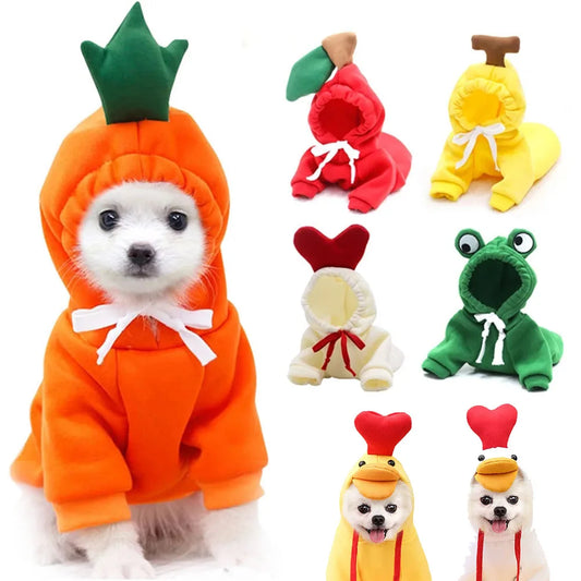 Cute Fruit Pet Costume Dog Clothes for Small Dogs Warm Fleece Doggy Hoodies Pet Dog Cat Clothing Puppy Sweater for Chihuahua Pug