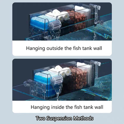 Waterfall Fish Tank Filter Box Wall Mounted Built-in Silent Circulating Water Purifier For  Aquarium Tank Box With Water Pump
