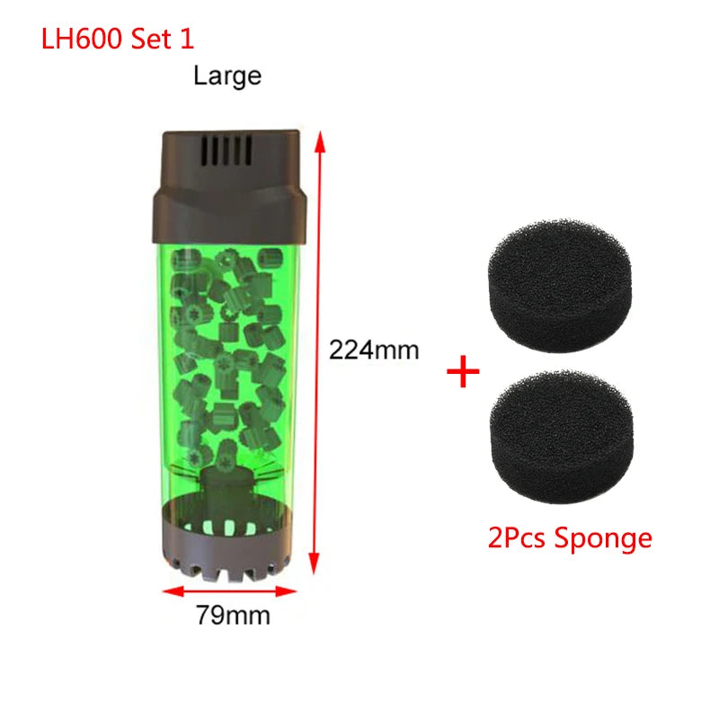 Aquarium Fish Tank Fluidized Moving Bed Filter Bubble Bio Media Filter Fish Tank Sponge With Sucker Air Stone And Sponge Filter