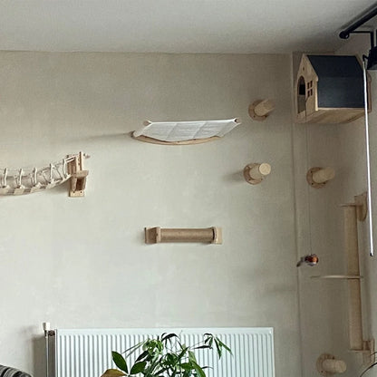 Cat Climbing Shelf Wall Mounted Hammock 1m Bridge With Sisal Scratching Post For Cats Tree Tower Platform Jumping Pet Furniture