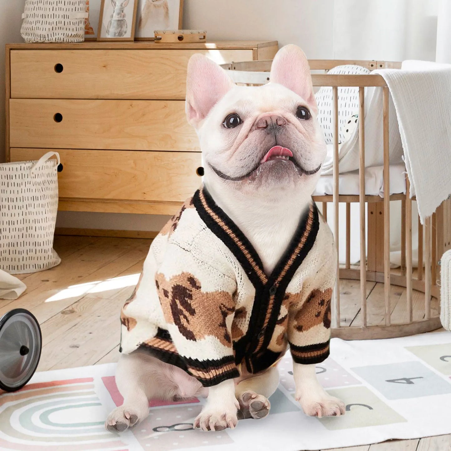 Autumn Winter Dog Clothes Chihuahua Bichon Pet Dog Sweater Soft Striped Cardigan Coat Puppy Warm Knitted Jacket Dog Girl Costume