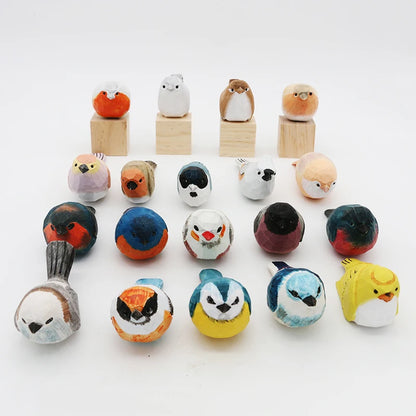Wooden Bird Figurine Ornaments Handmade Carving Animals Miniature Crafts Art Decor Home Desktop Decoration Children Gifts