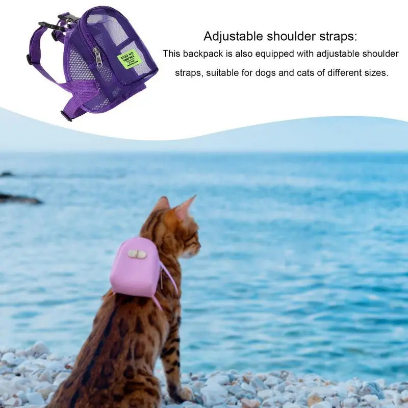 Dog Backpack Mesh Dog Harness Backpack With Adjustable Pet Harness Vest No Pull Dog Saddle Bag Cute Doggie Backpack Carrier Fit