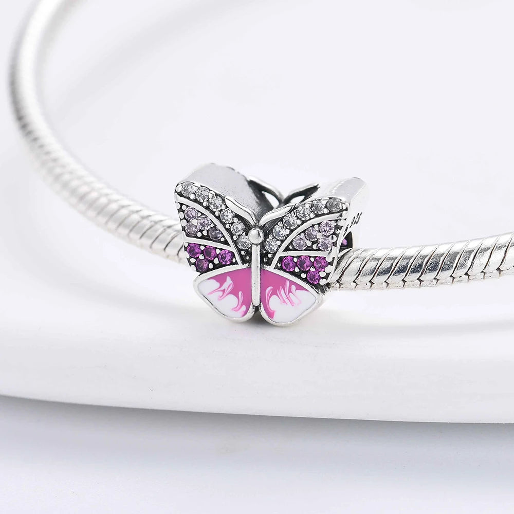 New 925 Sterling Silvering Butterfly Bees Bird Charm of ley 925 Chain Beaded Fit Original Pandora Bracelet DIY Ladies Jewelry