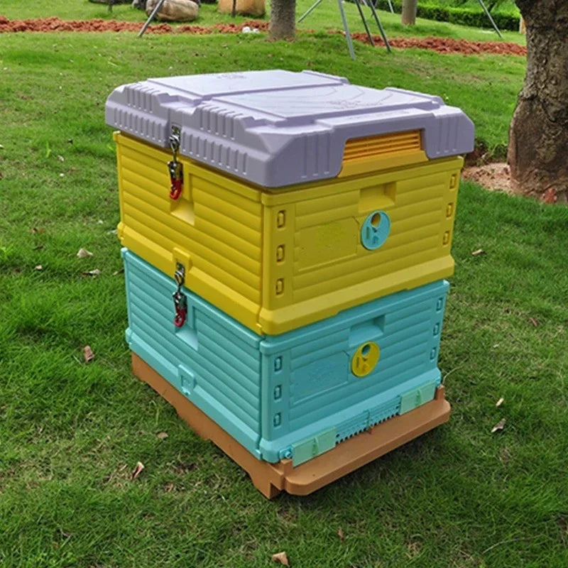 Beekeeping Hive 3 Tier 10 Frames Lang Style Honey Bee Hive Insulated Plastic Multi-Purpose Plastic Bee Hive