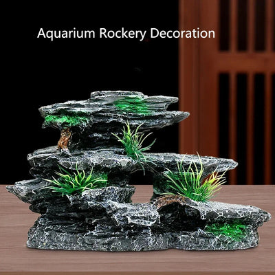 Resin Aquarium Rockery Mountain Decoration Artificial View Rock Cave Stone Tree Fish Tank Ornament Pet Supplies Home Decor New