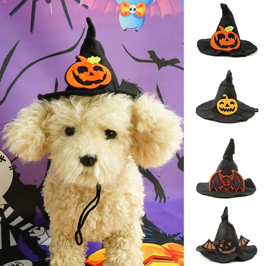 Wizard Hat for Pet Dogs Soft Polyester Lightweight Halloween Cosplay Chihuahua Cat Accessories Animal Pumpkin Bat Pet Products