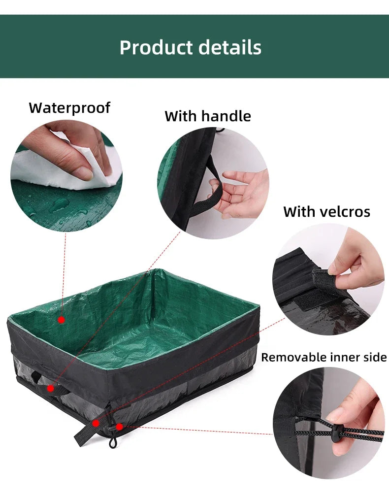 Cat Litter Box Dog Toilet Tray Portable Outdoor Waterproof Reusable Travel Oxford Litter Pan for Outdoor Travel Cat Supplies