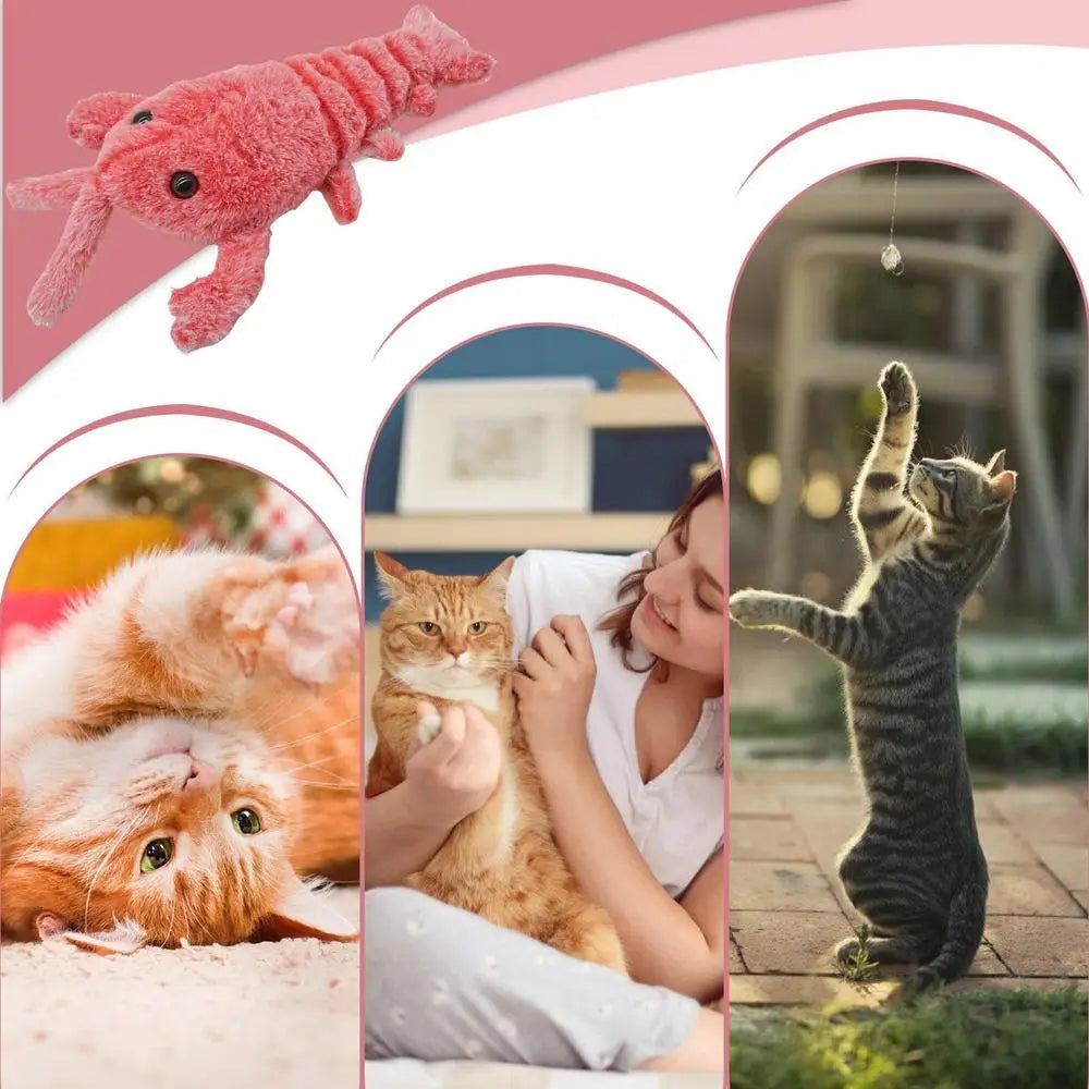 Pet Electric Plush Toy Puppy Dog Cat Interactive Plush Lobster Electric Toy Rechargeable Pet  Toy With Removable Catnip Bag