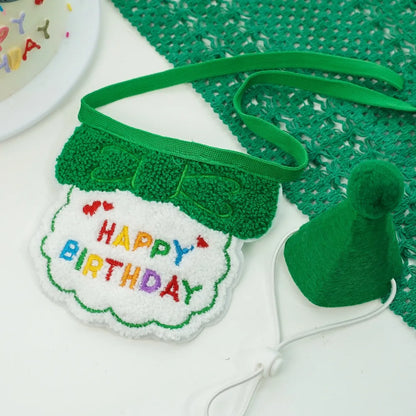 Lightweight Polyester Pet Cat Collars Birthday Decorate Puppy Chihuahua Saliva Necklace Cap Lace Up Adjustable Kitten Bandana