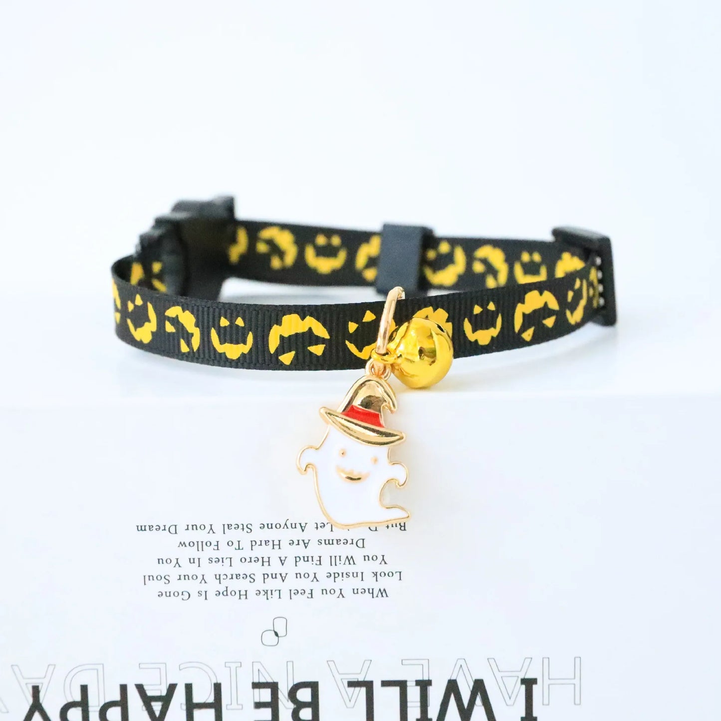 Funny Cosplay Collar Accessories for Dogs Scary Halloween Printing Ghost Pumpkin Pet Neck Wear Ring Bell Cartoon Cat Necklace