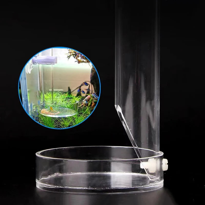 1Pcs Acrylic Aquarium Feeder Tube Dish Transparent Fish Tank Shrimp Snail Shrimp Food Feeder Bowl Aquarium Feeding Accessories