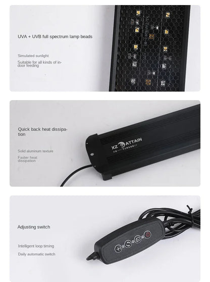 UVA+UVB Reptile Full Spectrum LED Light Turtle Lizard Snake Terrarium Sunbathe Heat Lamp 10.0 20.0 Sun Lamp Sunbathe Heat Lamp
