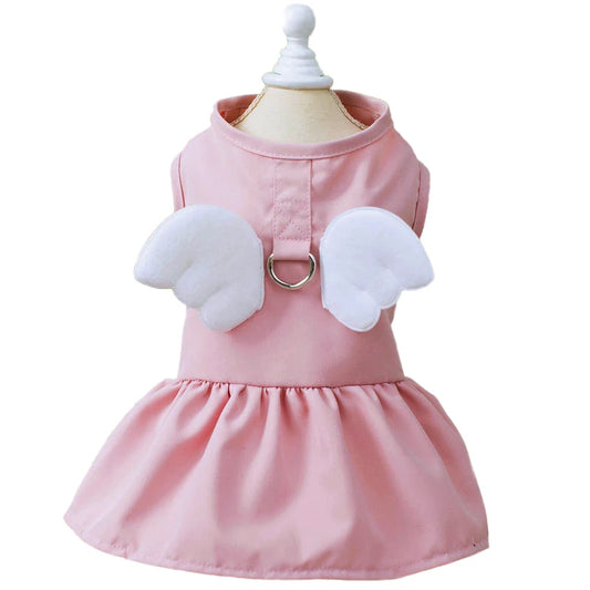 Angel Wings Girls Dog Dress Cat Sundress Puppy Skirt Cute Princess Dress Spring Summer Clothes for Small Dogs Yorkies Chihuahua