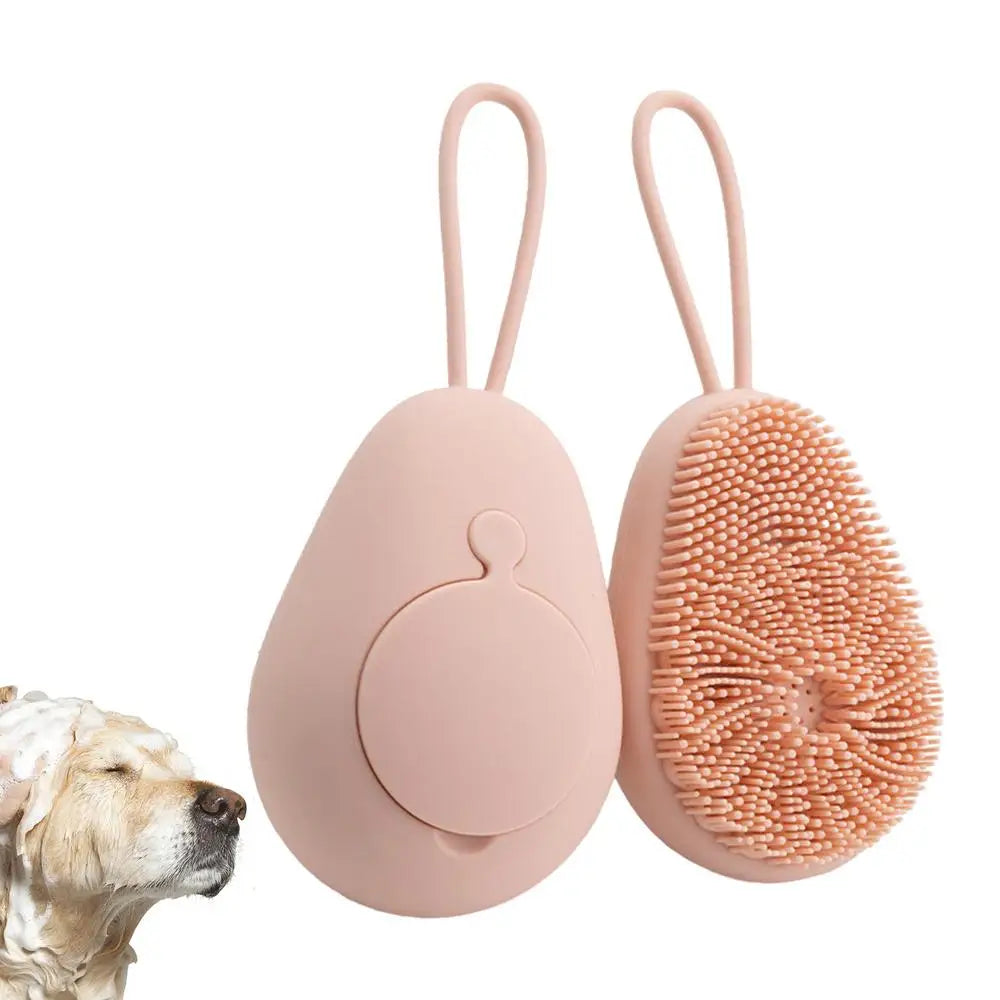 Dog Bath Scrubber Silicone Pet Shower Brush With Shampoo Dispenser Small Large Pet Hair Brush For Long Short Haired Cats Dogs
