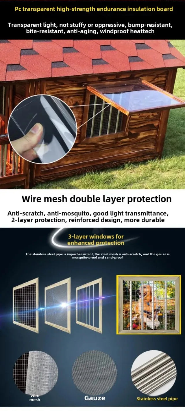 Outdoor Waterproof Solid Wood Kennel Medium and Large Dog Golden Retriever Kennel House Rainproof Outdoor Four Seasons