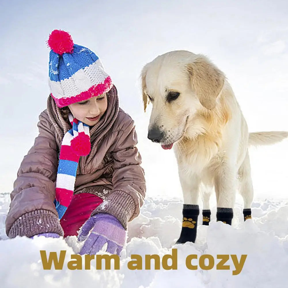 Pet shoe cover indoor warm anti-slip pet socks dog soft comfortable magic sticker adjustable fit Wear-Resistant Dog Shoes