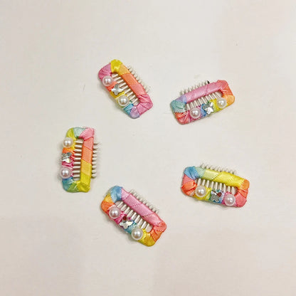 European Fashion Hair Accessories For Cats Rainbow Color Pearl York Dog Hairpins Long Hair Animal Comb Fancy Girl Pet Supplies