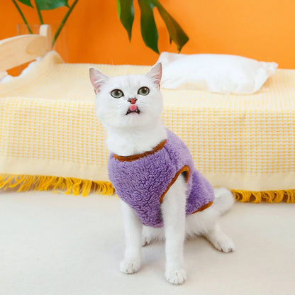 Leisure Pet Cat Clothes Winter Warm Sweatshirt Soft Cozy Cat Costume Kitten Cardigan Puppy Vest Small Dog Jacket Ropa Para Gatos
