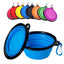 Collapsible Pet Silicone Dog Food Water Bowl Outdoor Camping Travel Portable Folding Supplies Dishes with Carabiner Pet supplies
