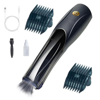 Pet Hair Clipper With Suction USB 3-Speed Vacuum Dog Shaver 1500mAh Rechargeable Low Noise Electric Dog Groomer For Cats