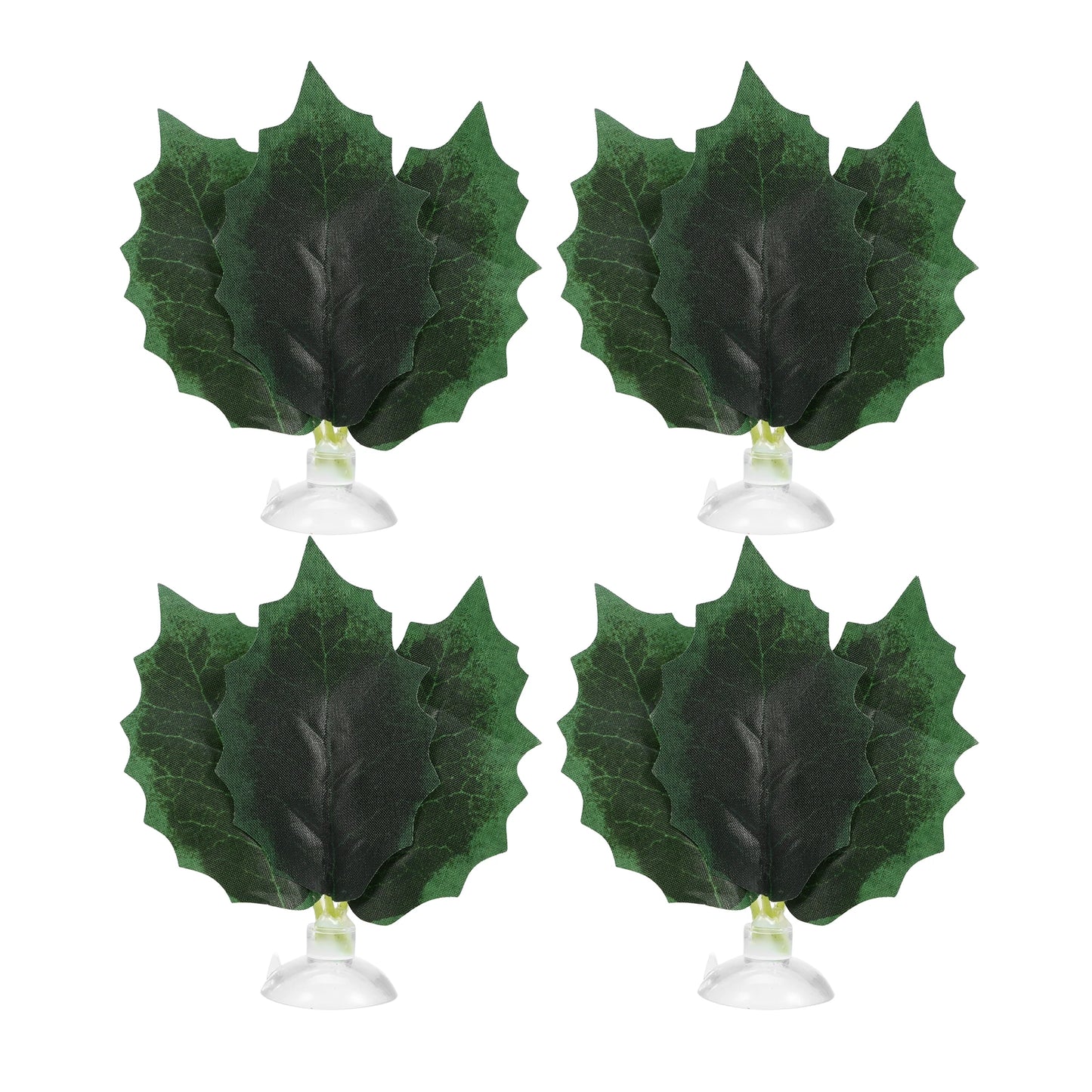 UXCELL 2/4 Pcs Aquarium Artificial Plastic Plants Betta Fish Leaf Pad with Suction Cup Betta Bed Leaf Hammock Resting Hide Decor