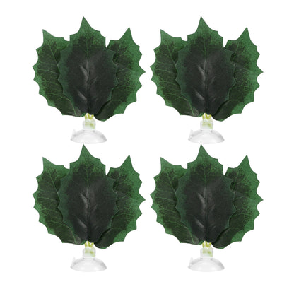 UXCELL 2/4 Pcs Aquarium Artificial Plastic Plants Betta Fish Leaf Pad with Suction Cup Betta Bed Leaf Hammock Resting Hide Decor