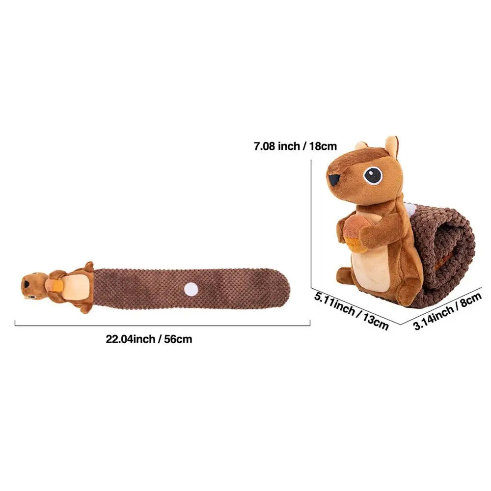 Dog Vocal Interactive Toy Velvet Squirrel Shaped Foraging Instinct Training Puppy Toys Interactive Dog Puzzle Toys With Sound