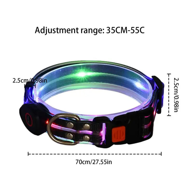 Dog Led Light Up Collar Rechargeable Waterproof Glowing Adjustable Dog Collar Weather Proof Dog Lights For Night Walking