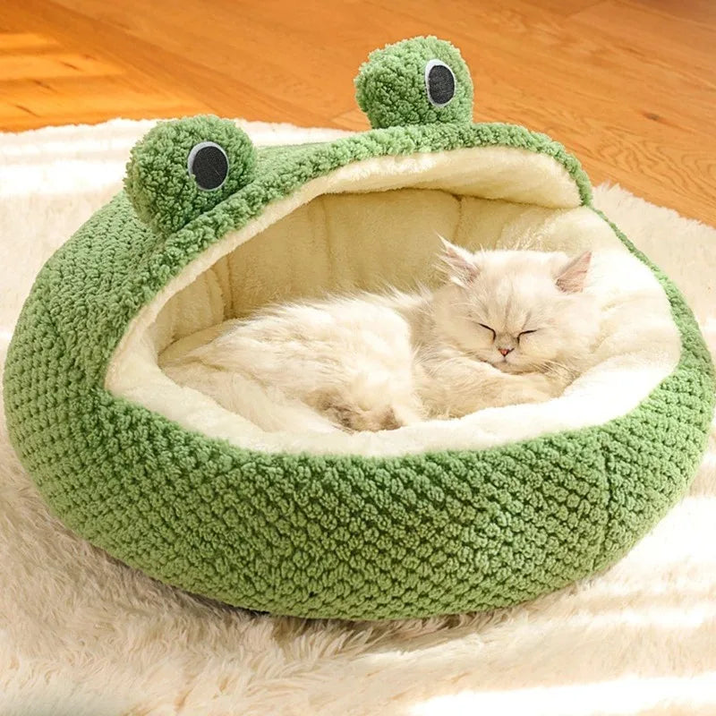 Beds Cats Warm Bed Fluffy Cushions for Winter Houses Plush Goods Pet Supplies House Kitten Basket Puppy Accessories Habitats Dog