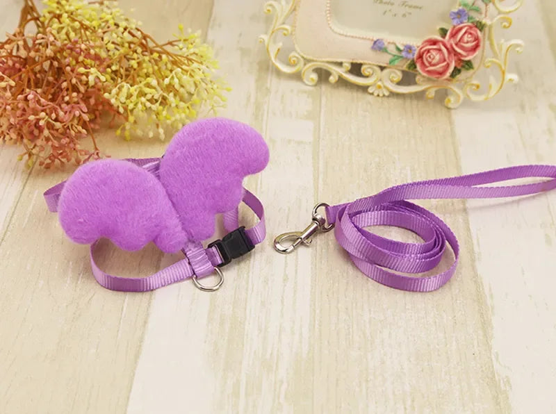 Cute Angel Pet Puppy Dog Leashes And Collars Set Cat  Harness 3D Wings Adjustable for Small Medium Dogs Outdoor Walking Supplies