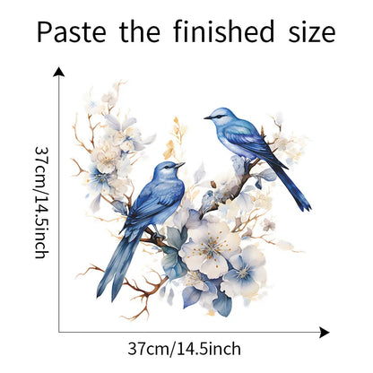 1PCS Painted Branches Flower Birds Bedroom Living Room Porch Home Background Decoration Beautify Wall Paste Self-adhesive