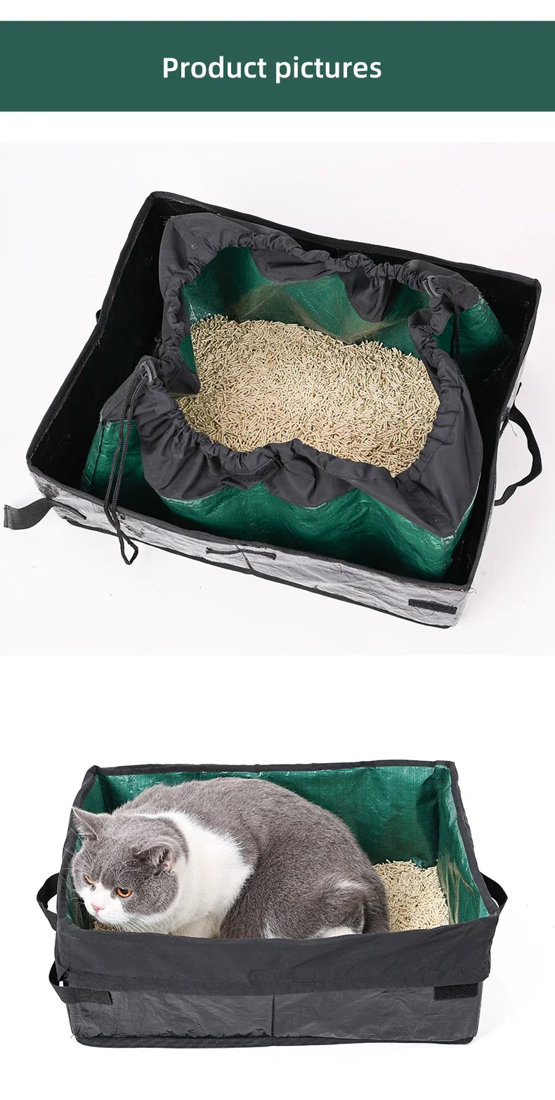 Cat Litter Box Dog Toilet Tray Portable Outdoor Waterproof Reusable Travel Oxford Litter Pan for Outdoor Travel Cat Supplies