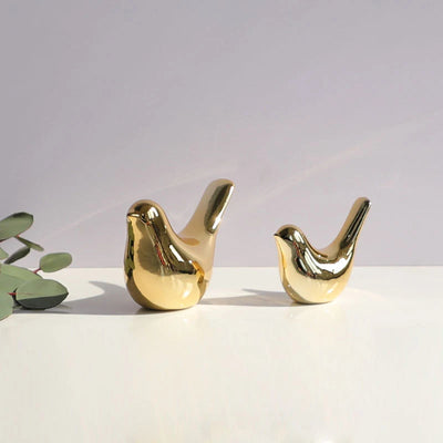 Gold Ceramic Bird Figurines Home Decoration Accessories Golden Bird Figures Fashion Wedding Ornaments Room Decor