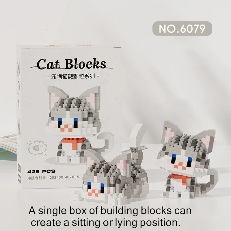Cute Cat Meow Series Tiny Particle Orange Cat Building Blocks Ragdoll Silver Gradient Cow Building Block Toy