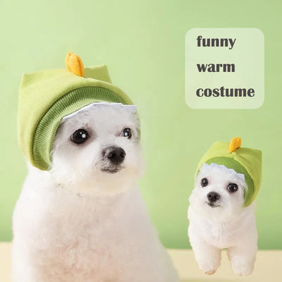 Elastic Winter Cosplay Cat Hat Funny Animal Warm Cotton Pet Dog Head Wear Halloween New Year Chihuahua Gifts Pet Accessories