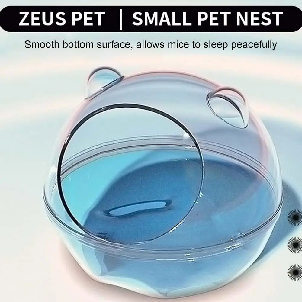 Small Animal Habitat Transparent Hamster Bed With Larger Capacity Wrap-Around Curved Design Hamster Bathtub And Bathroom