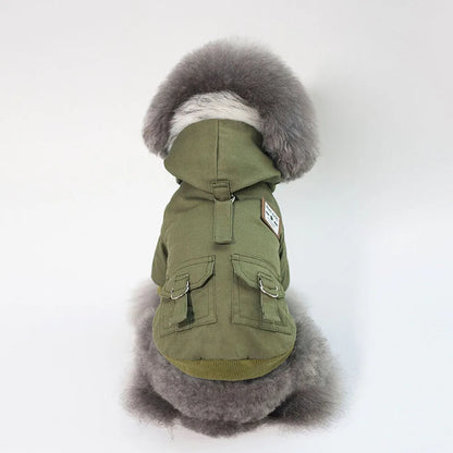 Winter Dog Clothes Warm Puppy Jacket Coat for Small Dogs Cats Chihuahua Yorkie Windproof Hoodies Pet Clothing Military Costume
