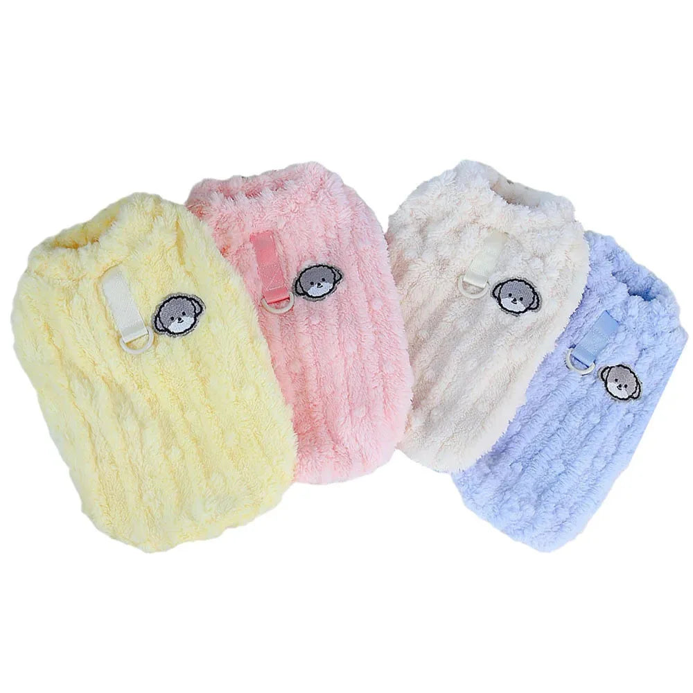 Winter Pet Clothes Warm Coral Fleece Dog Vest Pullover Jacket Puppy Dog Sweater with D Ring for Small Medium Dogs Cats Costume
