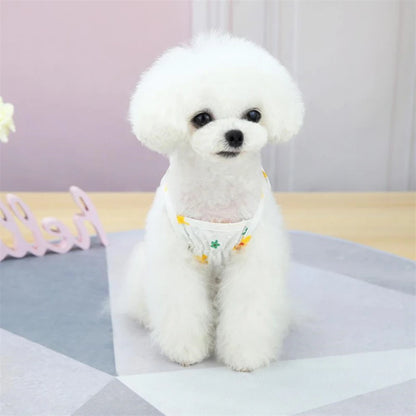 Cartoon Floral Summer Dress for Dogs Chihuahua Puppy Vest One Piece Pet Supplies Spring Female Sphinx Cat Luxury Dog Clothes