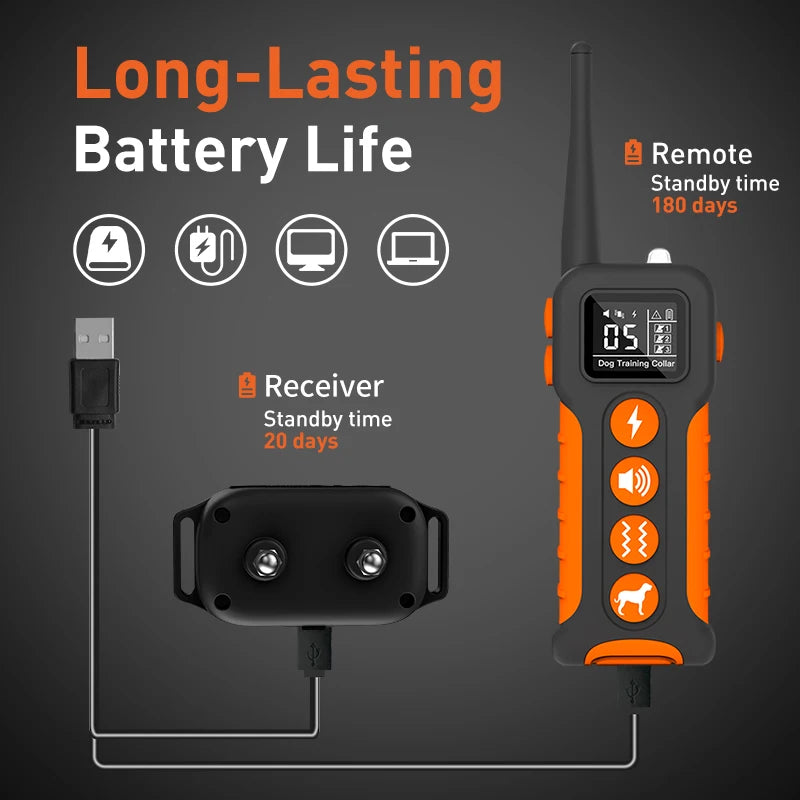 IP67 waterproof best automatic bark dog training collar with remote control small to large dog beep buzz shock