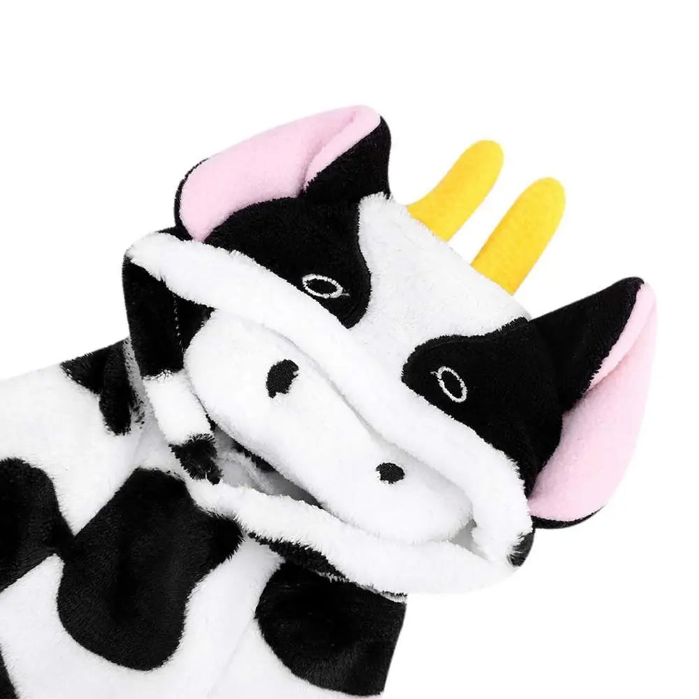 Cow Dog Costume Cow Style Hoodie Halloween Dog Costumes Pet Winter Comfortable Jumpsuits Puppy Cosplay Accessories For Small