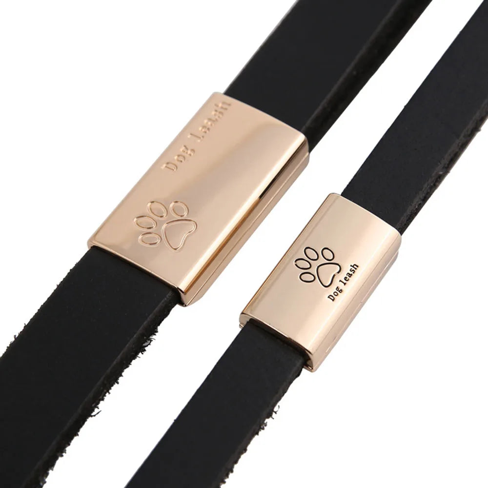 130cm Braided Leather Dog Leash Durable Dog Training Leash for Large Breed Dogs and Medium Small Dogs Walking Leash Brown Black