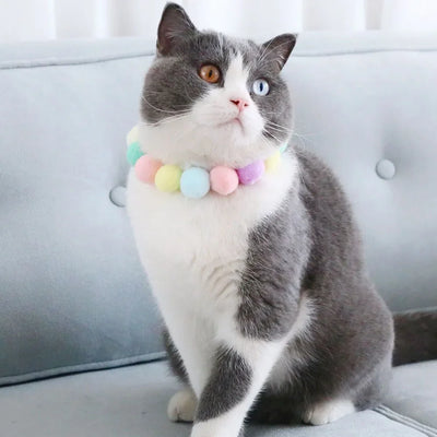 Pet Necklace Collars For Cats Puppy Dogs Cute Plush Ball Collar Adjustable Cat Neck Strap Fashion Pet Party Supplies Accessories