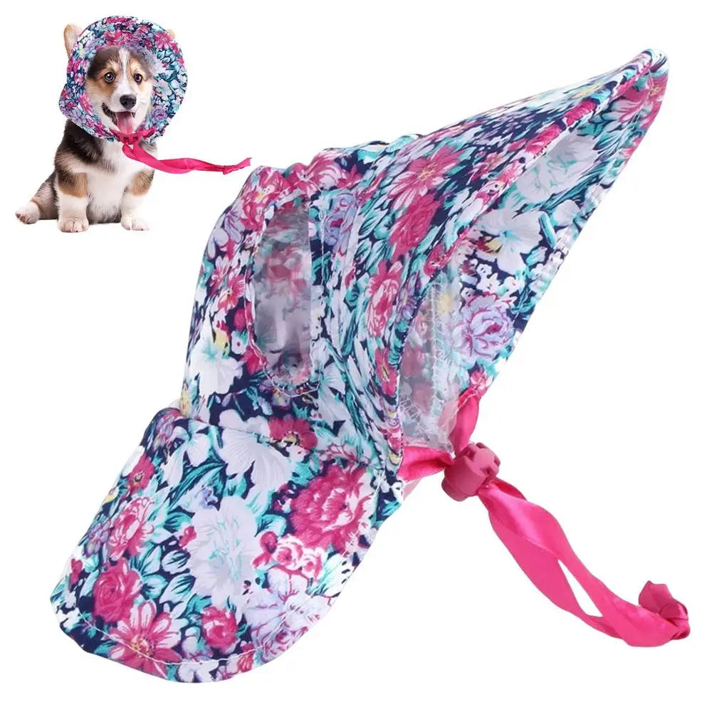 Cat Summer Hat Summer Pet Visor Adjustable Dog Travel Sport Hats Breathable Sun Protection Hat Floral Dog Baseball Hat For Cats