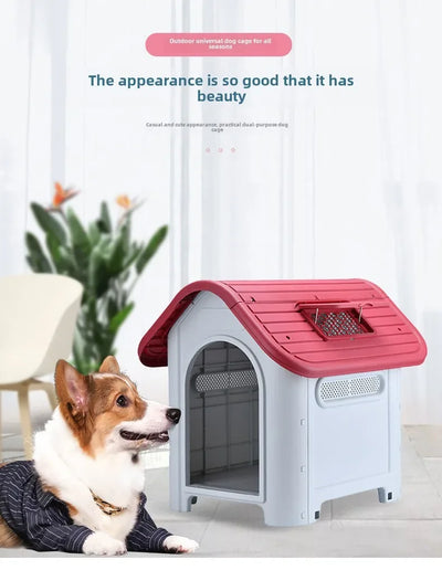 Plastic Dog Kennels Pet House with Door Modern Detachable Outdoor Indoor Waterproof Pet Houses