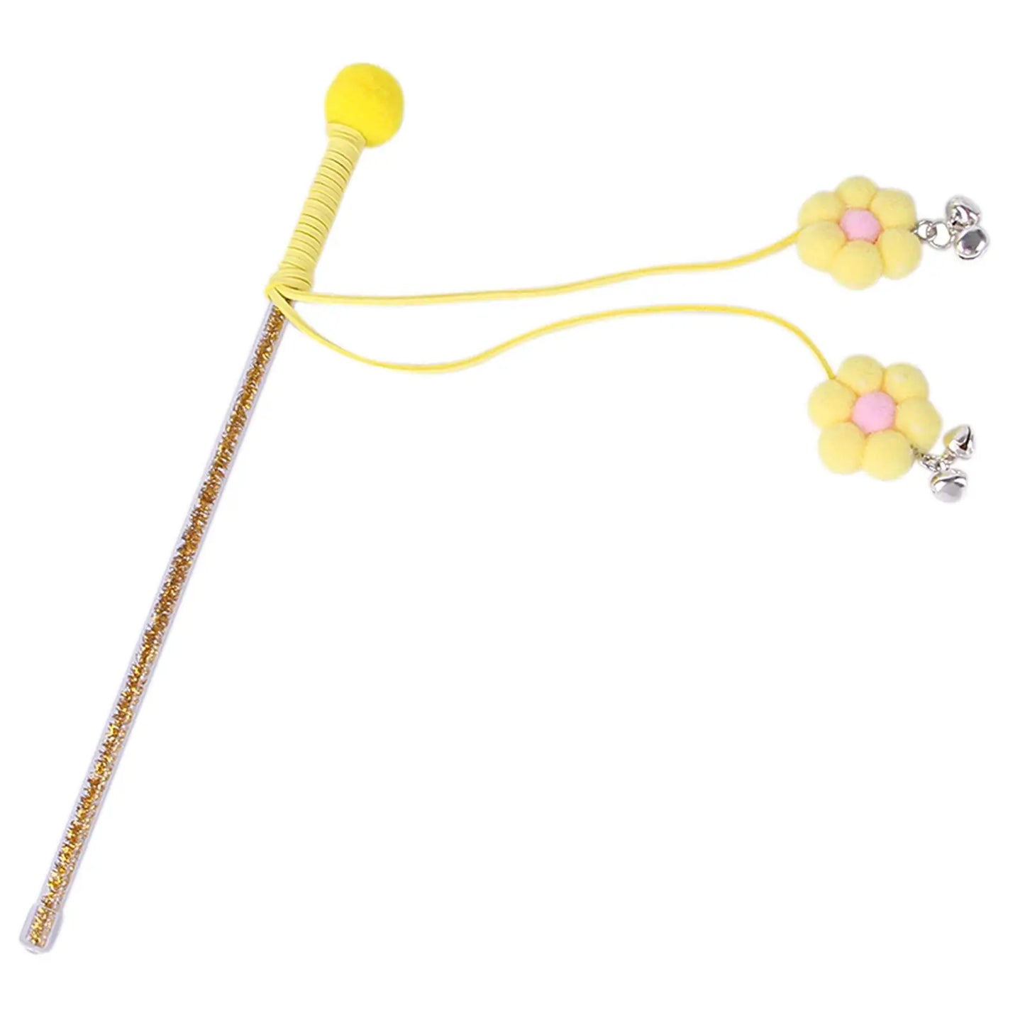 Cat Teaser Wand Kitten Stick Toy Cat Fishing Pole Toy Cat Teaser Toy With Bell And Chrysanthemum Pendant Promotes Cat Exercise