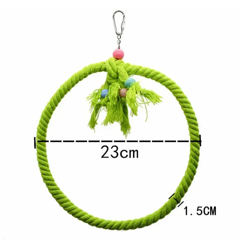 Rope Perches For Bird Cages Circle Rope Swing Easy Installation Natural Safe Soft Cotton Round Bird Swing For African Grey Macaw