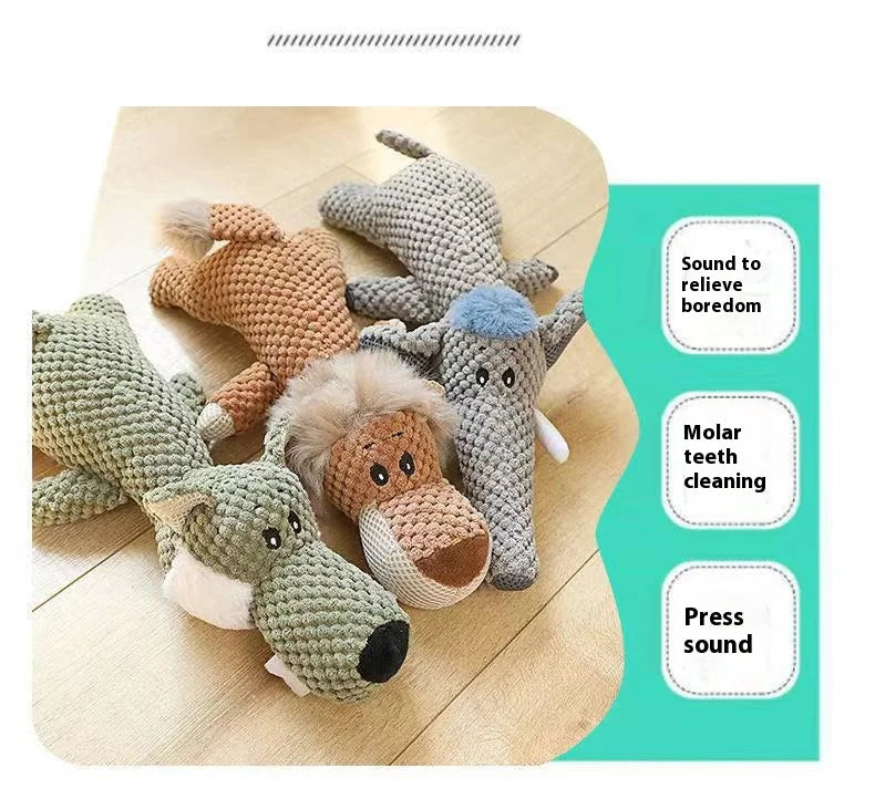 Pet dog toys, plush, bite resistant, sound making, animal flooring, monkey, elephant, rhinoceros toys, pet supplies
